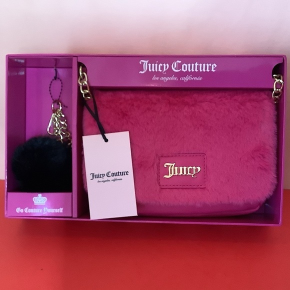 Juicy Couture Handbags - Juicy Couture Free Love Pink Crossbody & Keychain Boxed Gift Set